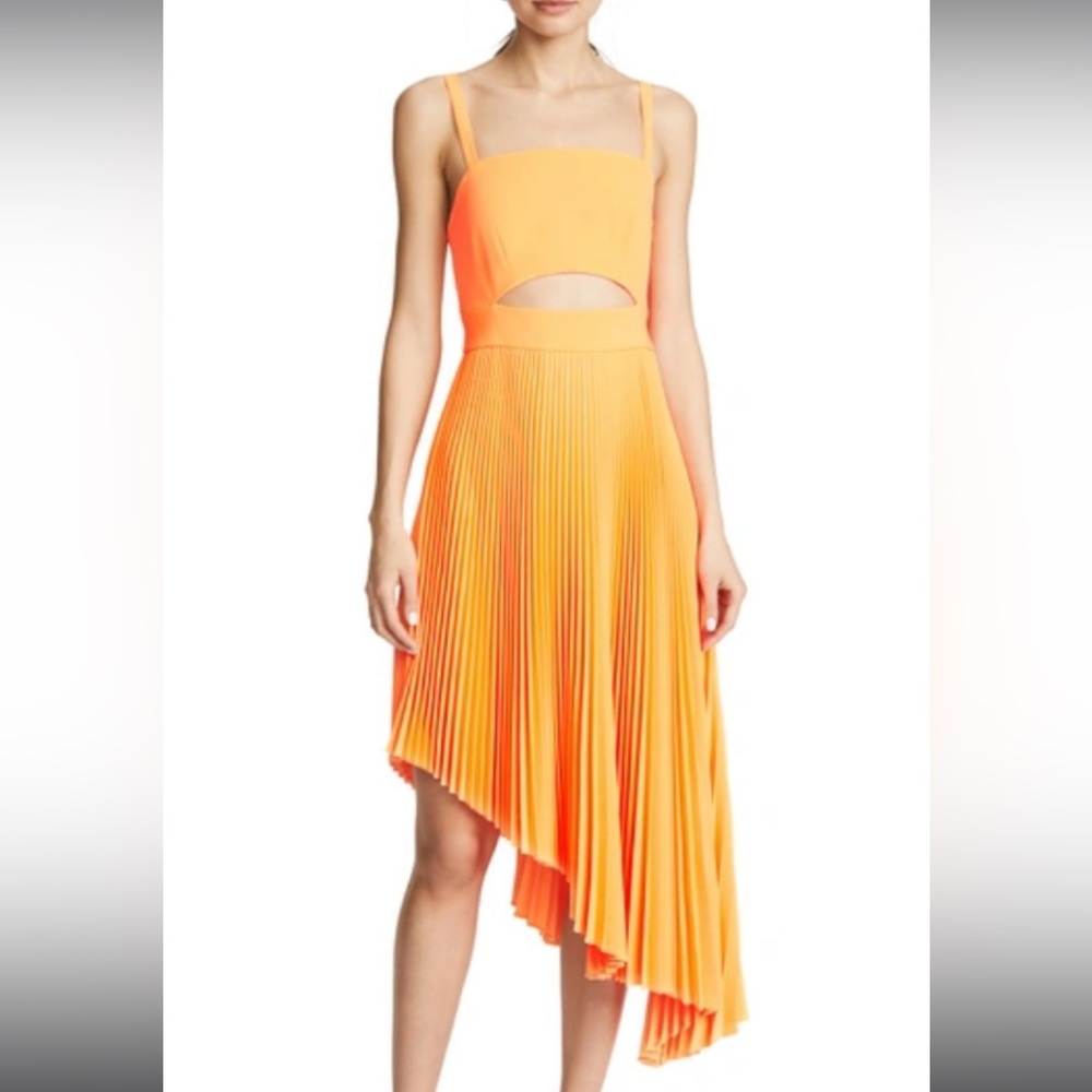 Milly Eliza pleated cutout dress in orange
